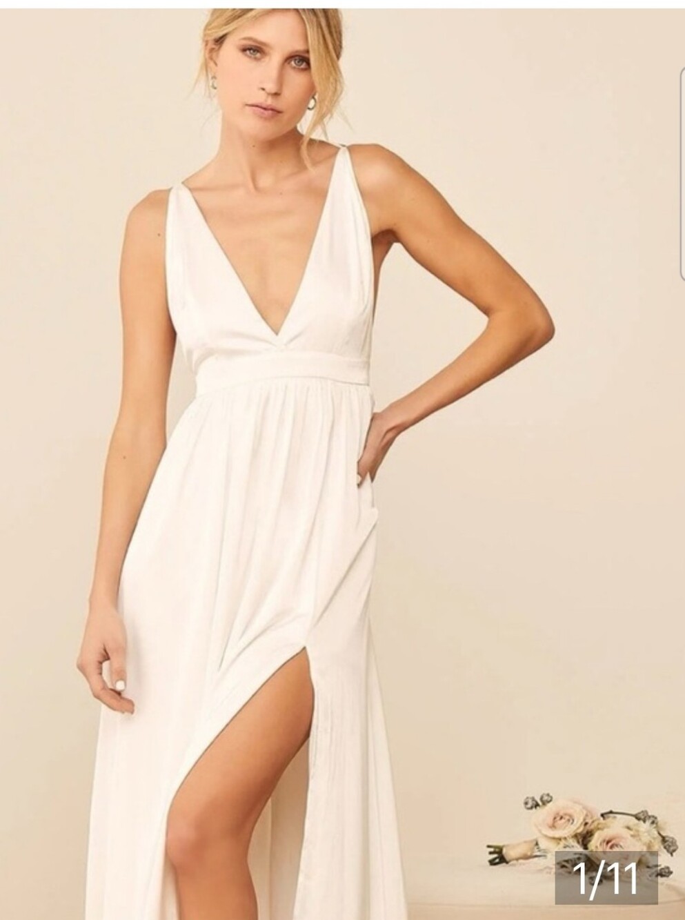 Lulus This Is Real Love White Satin Bridal Maxi Dress. Size M / Medium